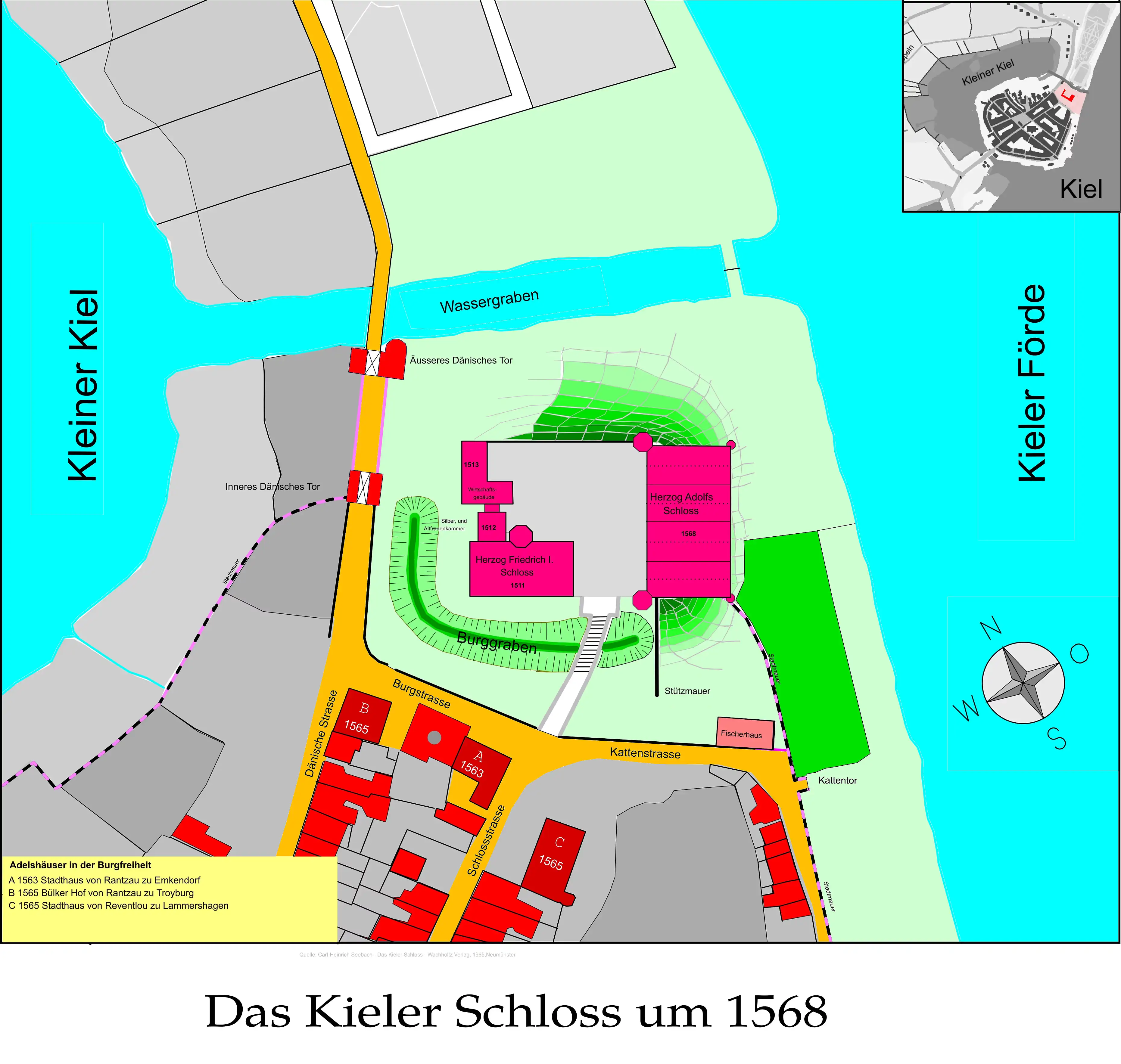 1568-Lageplan Kieler Schloss