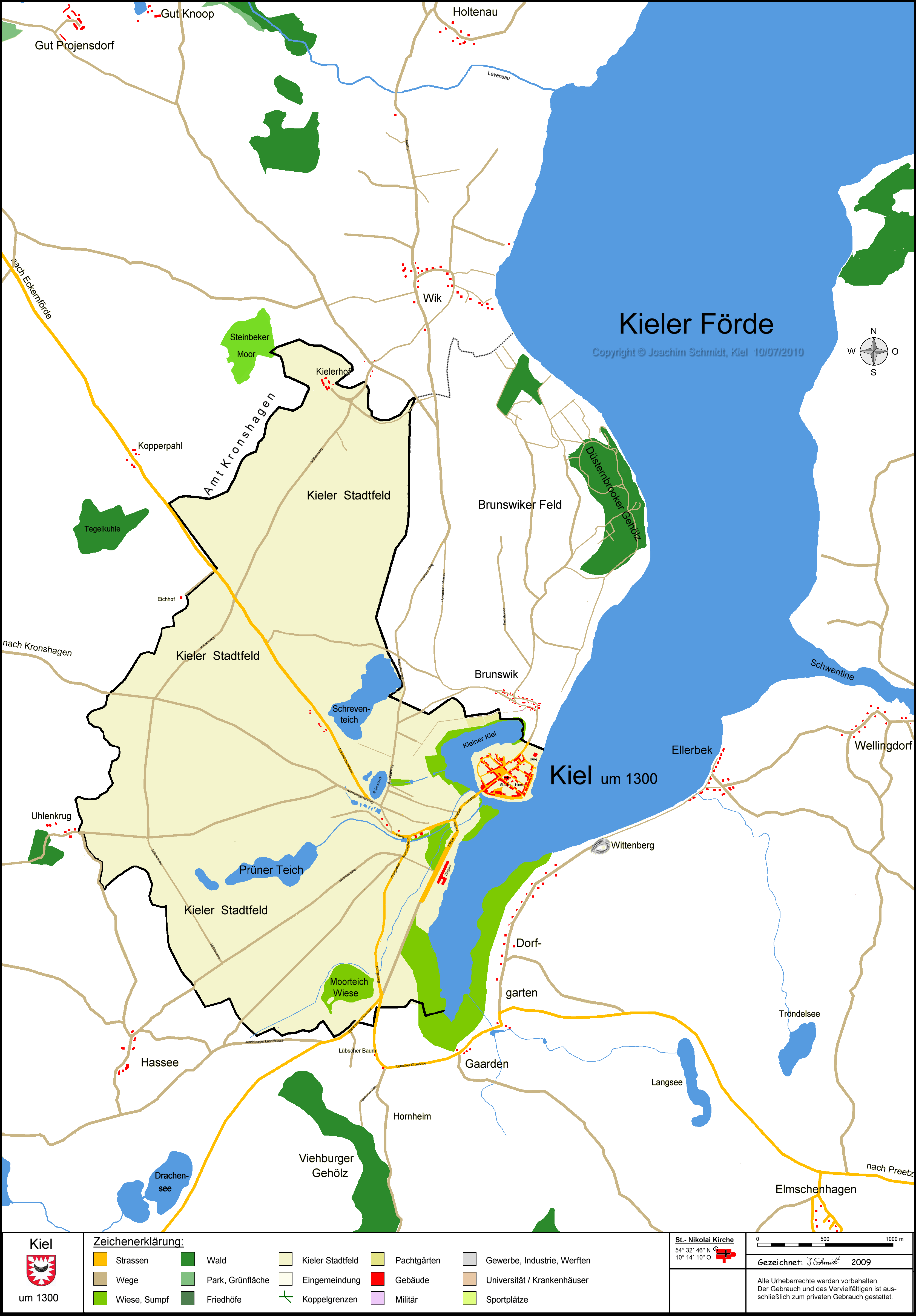 Kieler Stadtplan 1300