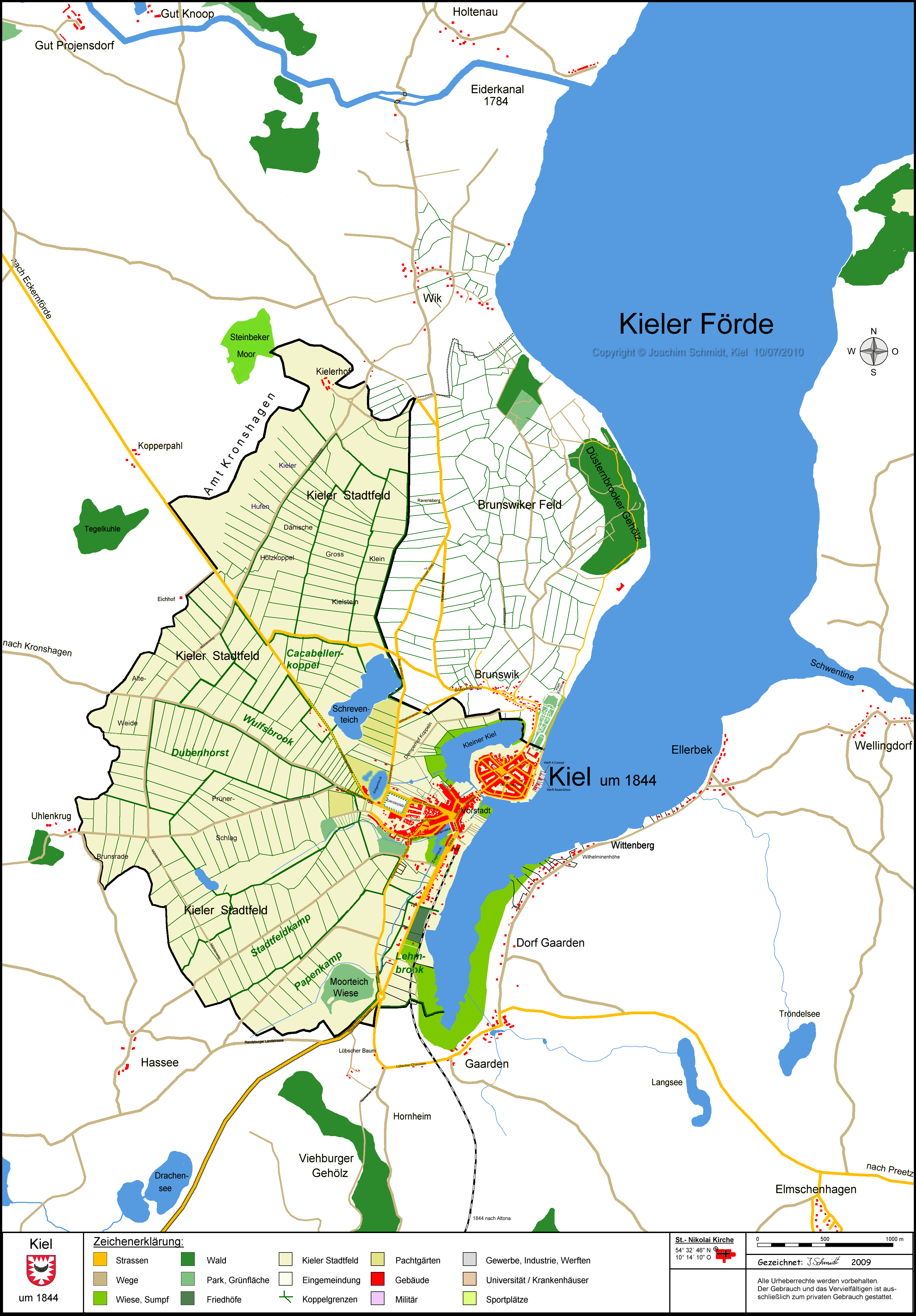 Kieler Stadtplan 1844