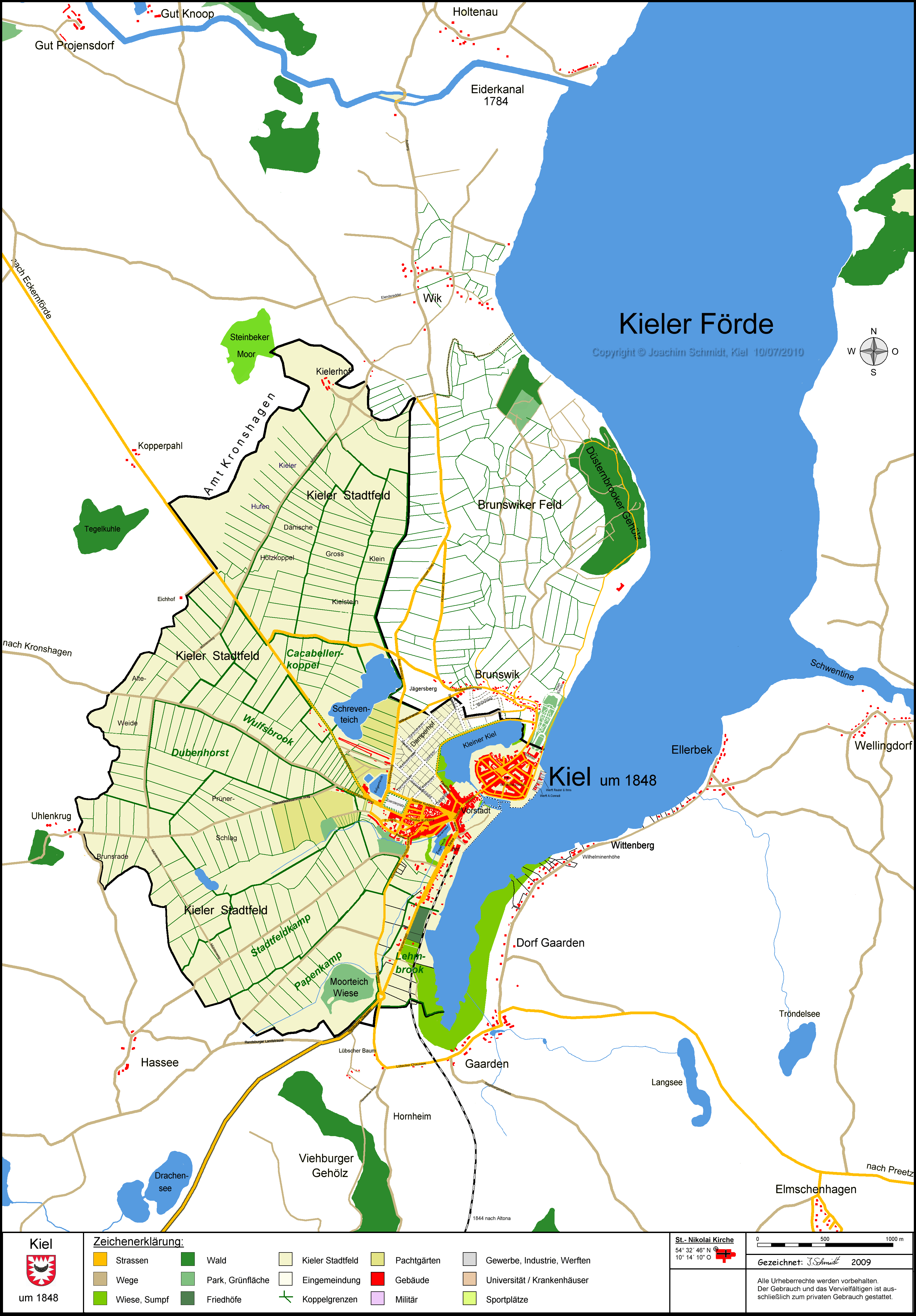 Kieler Stadtplan 1848