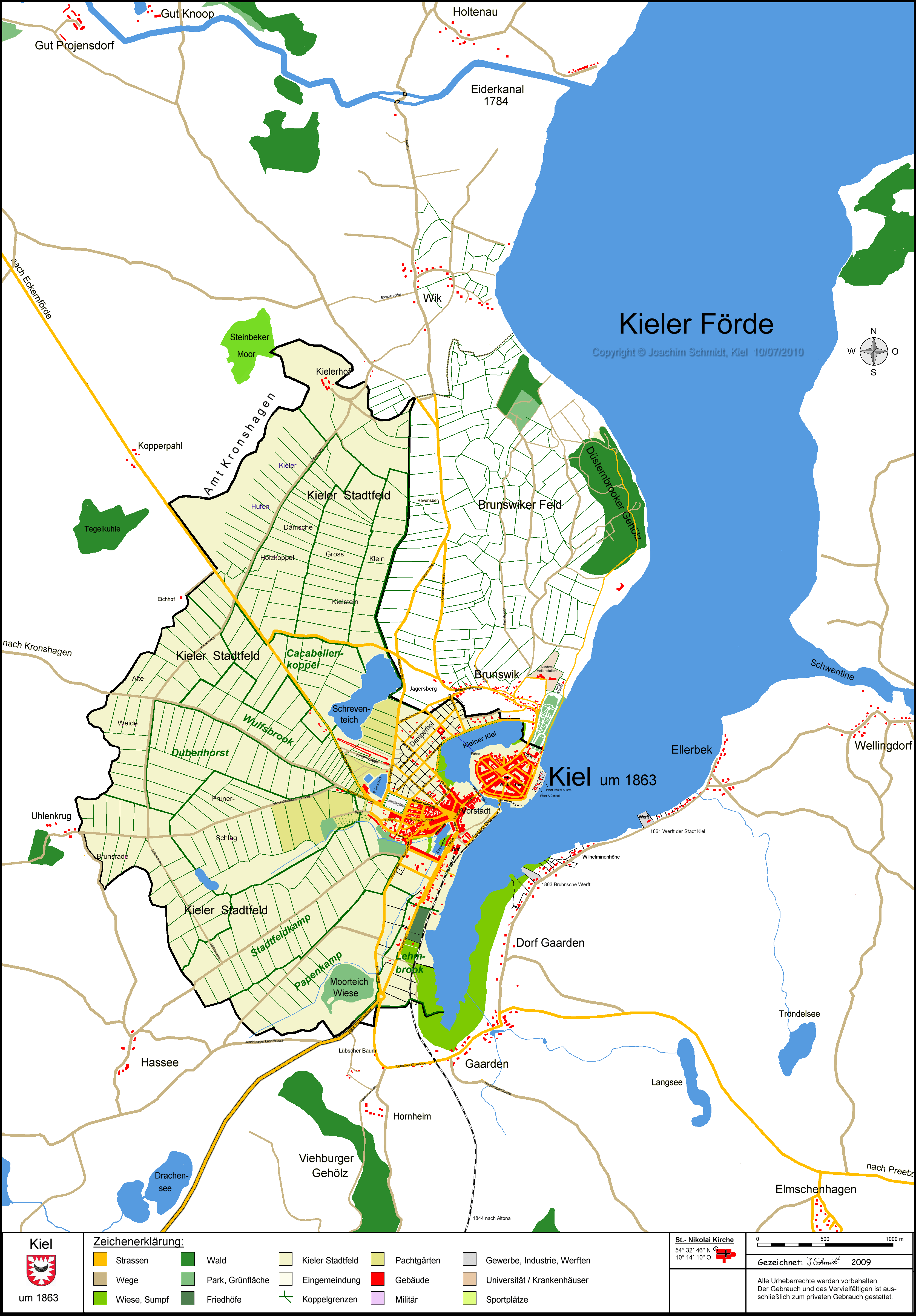 Kieler Stadtplan 1863