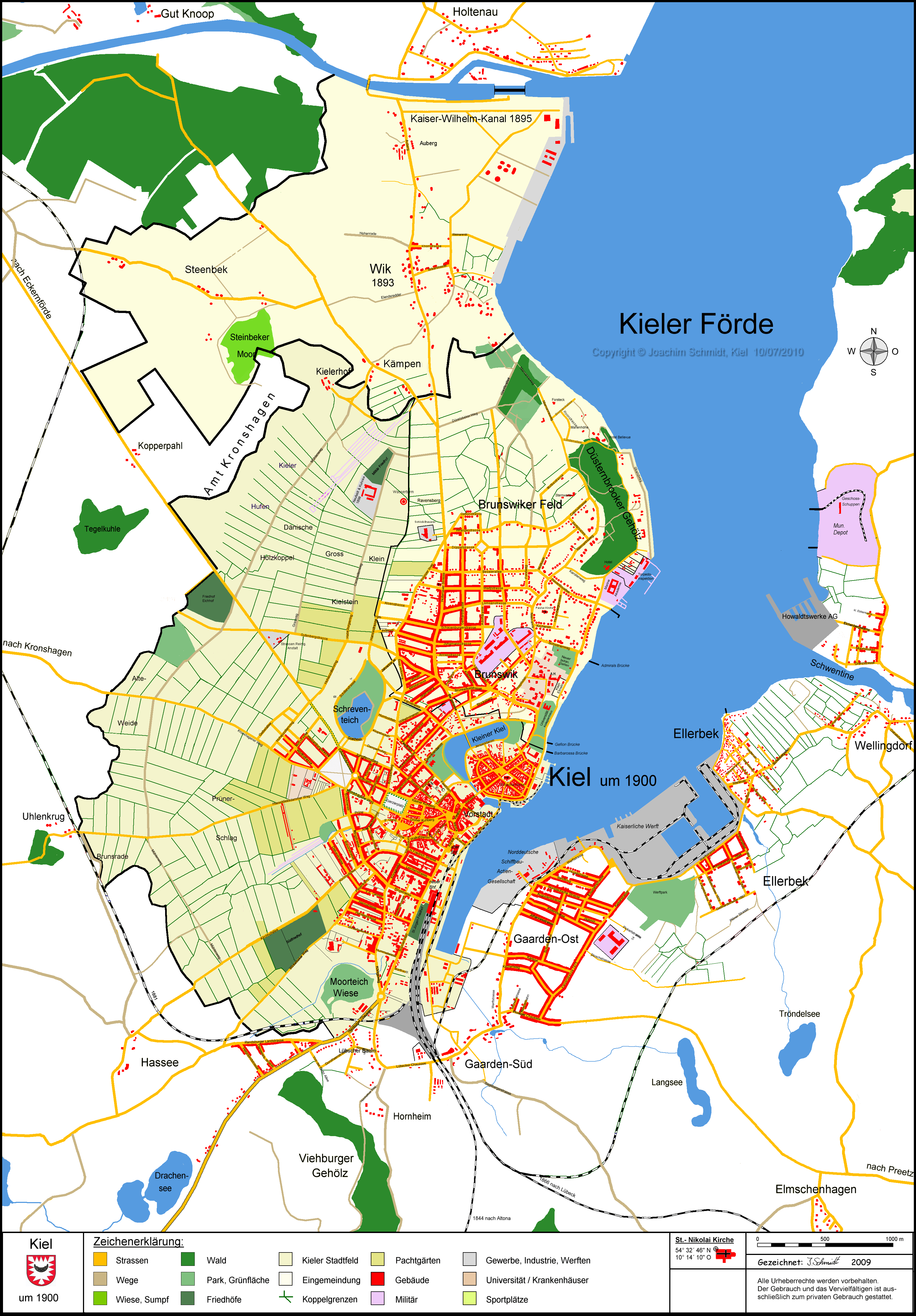 Kieler Stadtplan 1900