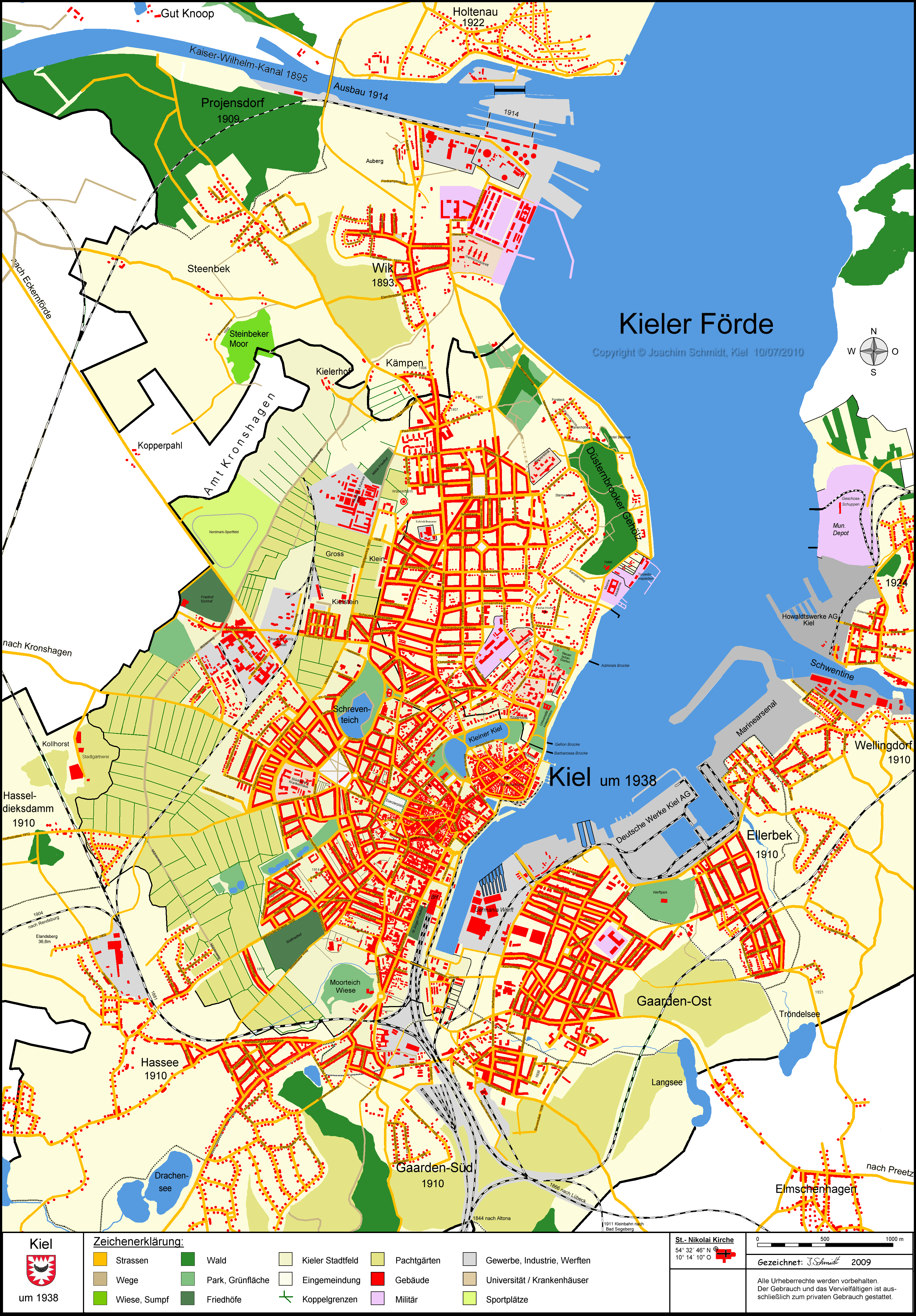 Kieler Stadtplan 1938