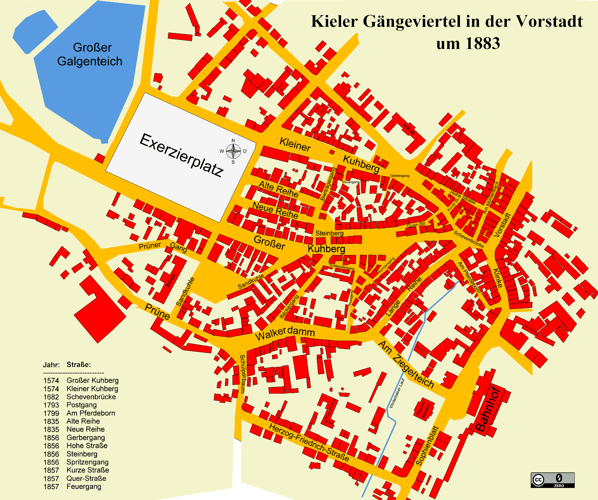 Stadtplan Kieler G�ngeviertel um 1883