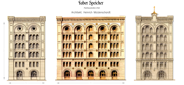 Aufriss Faber Speicher in Kiel 1868