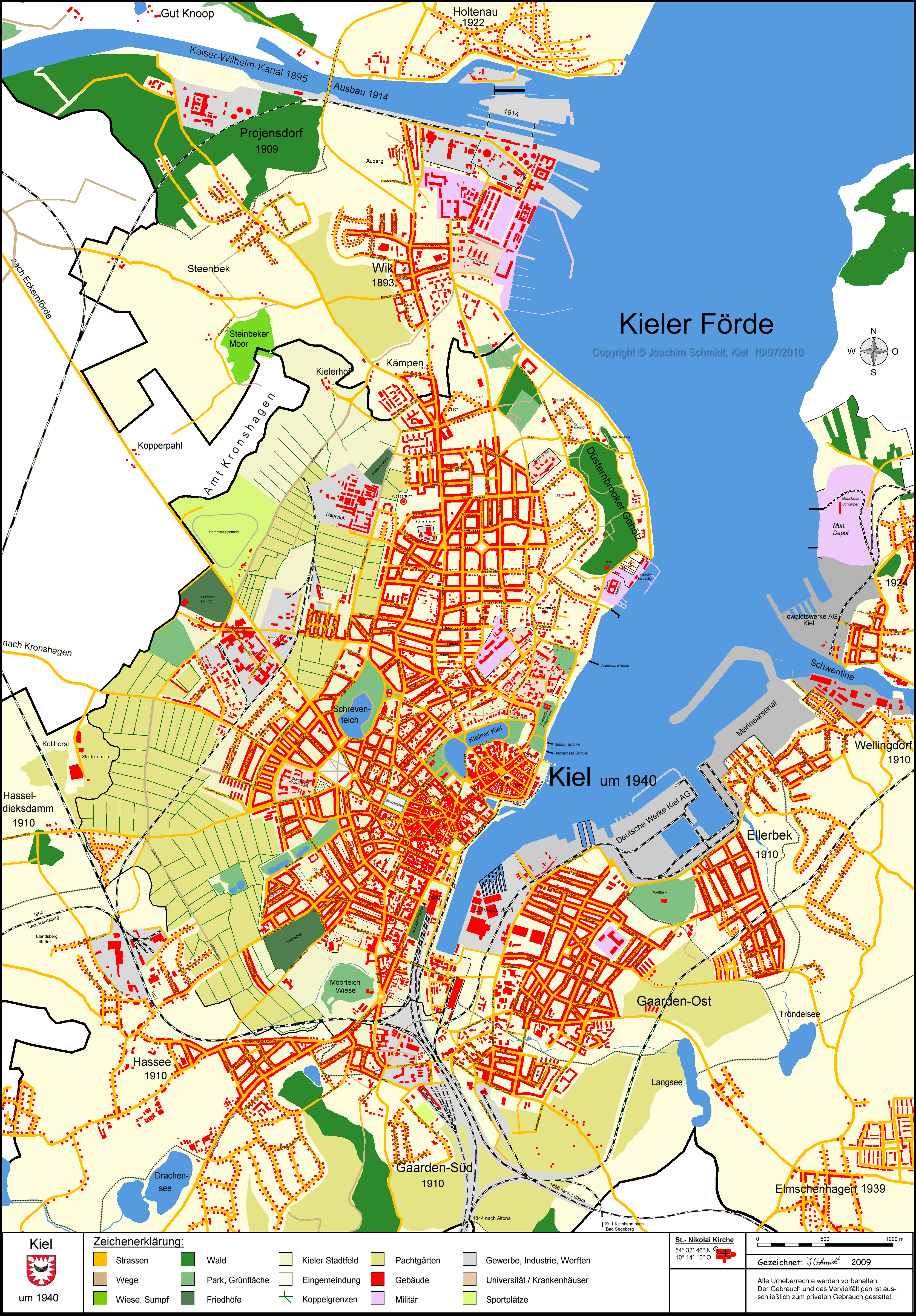 Stadtplan Kiel 1940
